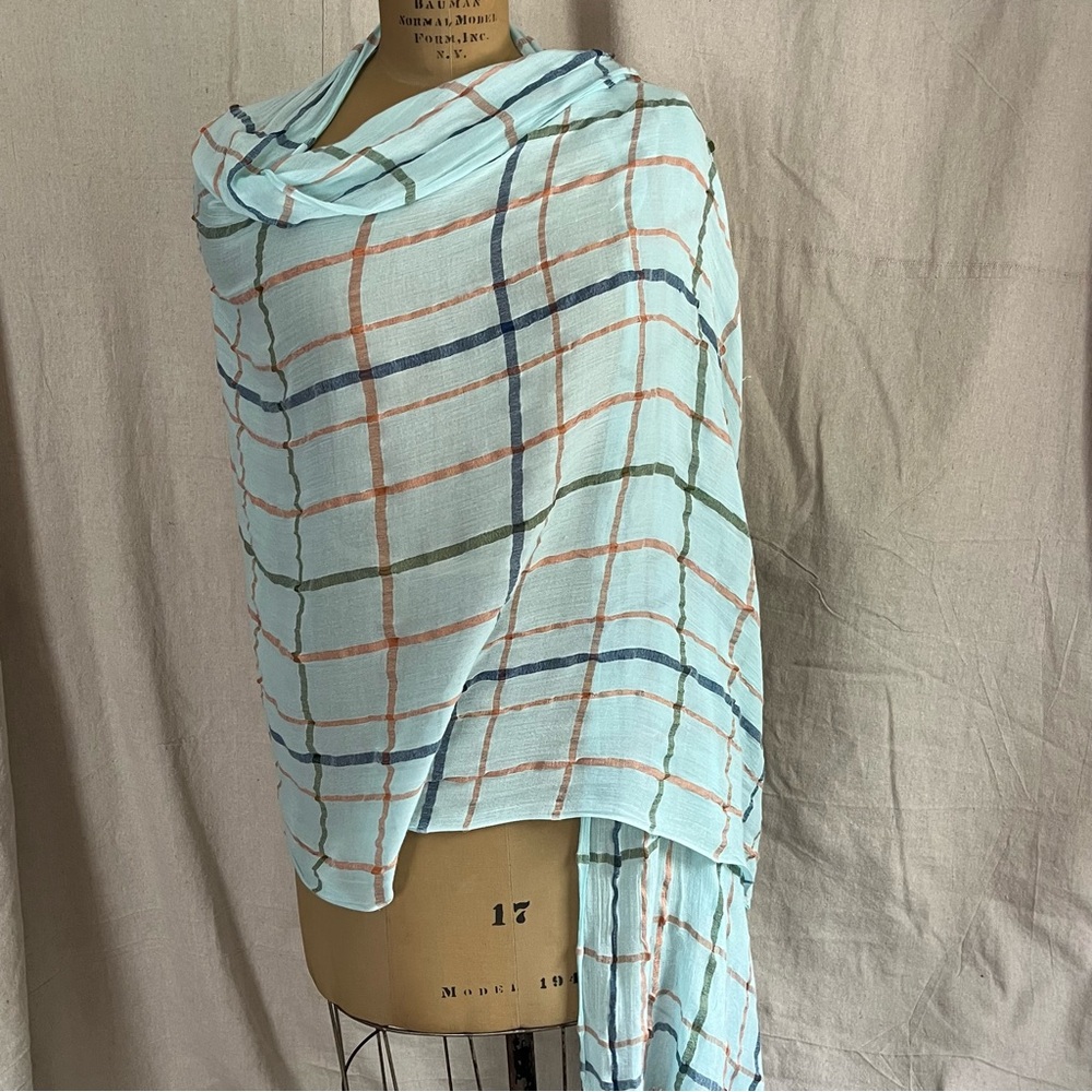 2/$20 Long Checkered Scarf with Fringe